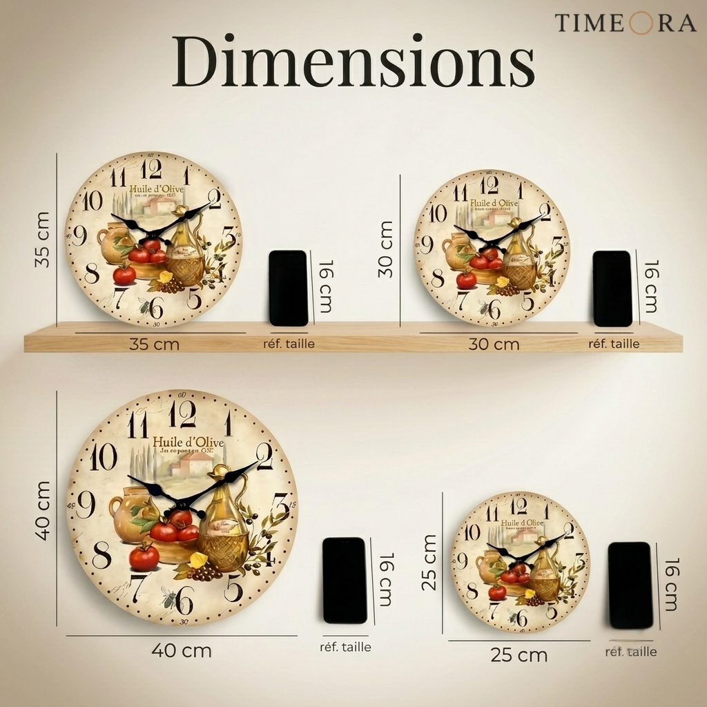 Horloge Murale en Bois Style Provençal, Silencieuse et Chaleureuse – Classiqua