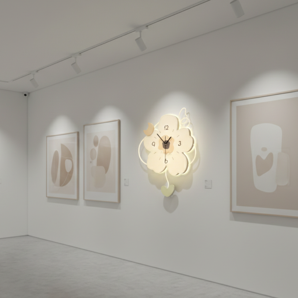 Horloge murale design florale crème, silencieuse et décorative en grand format – Lioréa