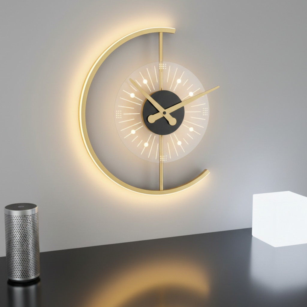 horloge murale LED design moderne effet horloge lumineuse, décorative et élégante – Zelyon