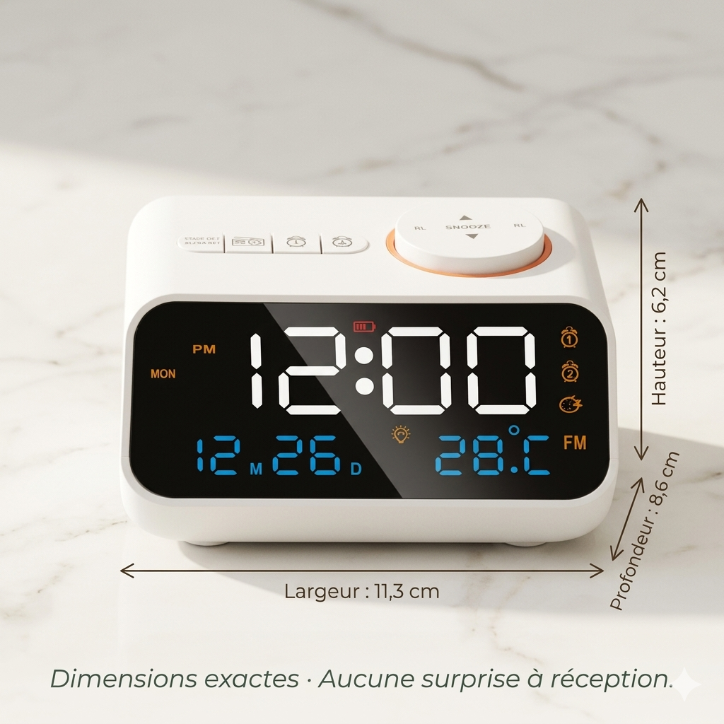 horloge Numérique LED avec Radio FM et Snooze – Novyx