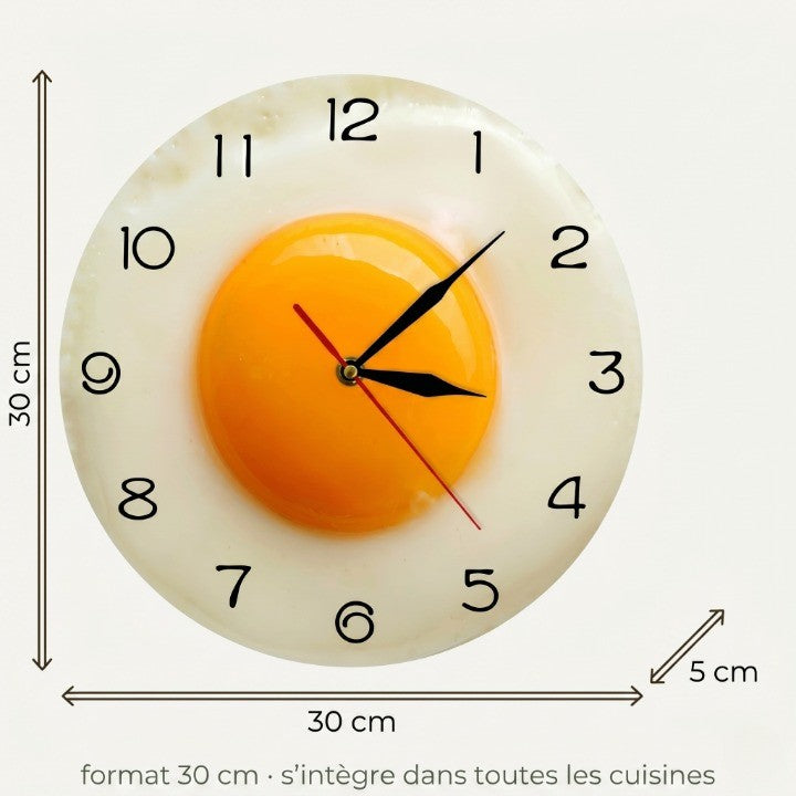 Horloge Murale Design Œuf sur le Plat en Acrylique, Silencieuse et Originale – Ovéa