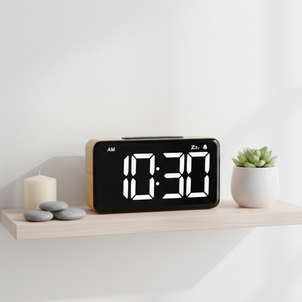 Horloge numérique réveil à affichage LED large, réglable et fonction alarme – Noklead