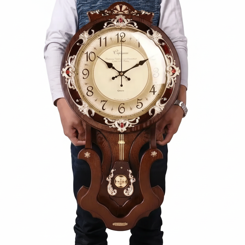Pendule Murale Vintage en Bois, Silencieuse et Décorative – Silaysa