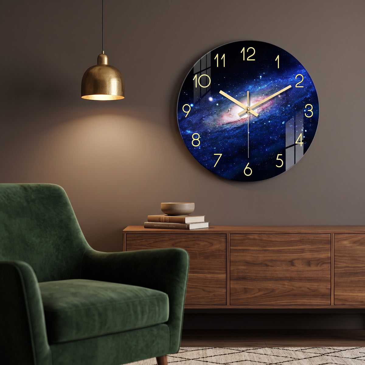 Horloge Murale Originale Motif Ciel Étoilé en Verre, Silencieuse et Nocturne – Astréna