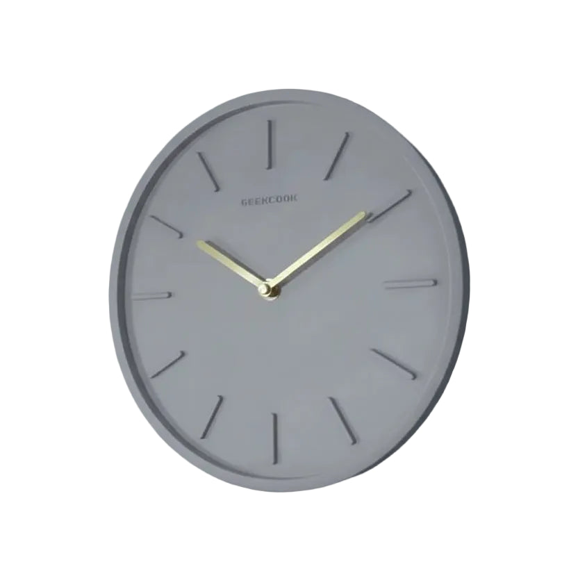 Horloge murale design industrielle en résine effet ciment, analogique et silencieuse – Zmusep