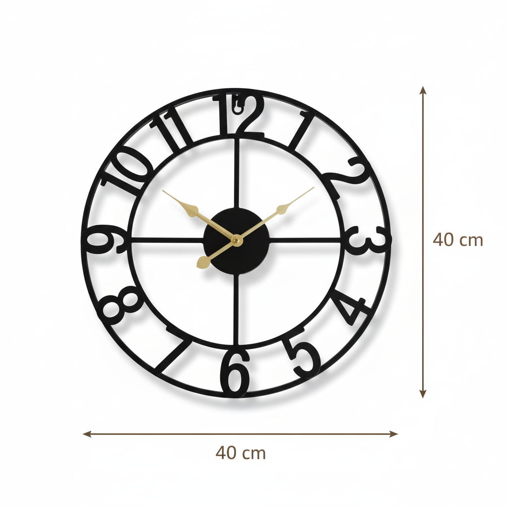Horloge Murale Industrielle Ronde en Métal Vintage, Silencieuse et Décorative Grand Format – Ferrano