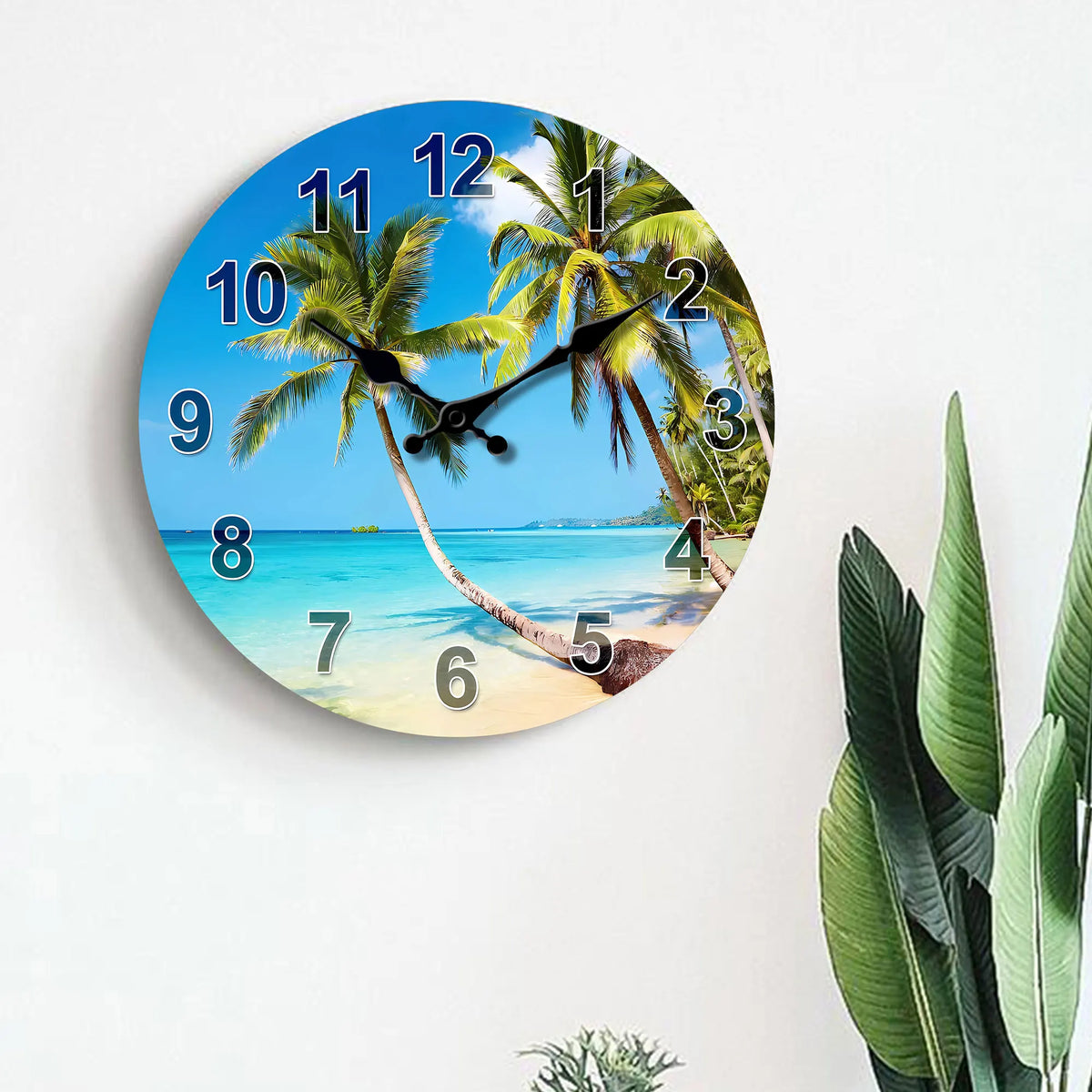 Horloge Murale Tropicale en Bois, Silencieuse – Palméa