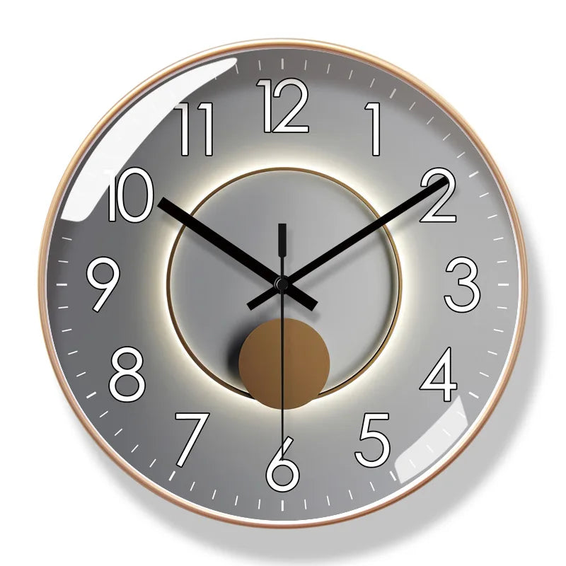 Horloge Murale Design Ronde en Verre et Cristal, Silencieuse et Épurée – Orion