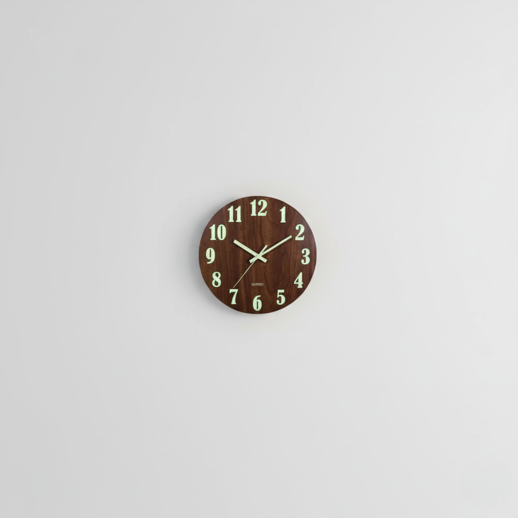 Horloge Murale Design Lumineuse en Bois, Silencieuse et Veilleuse Intégrée – Novara