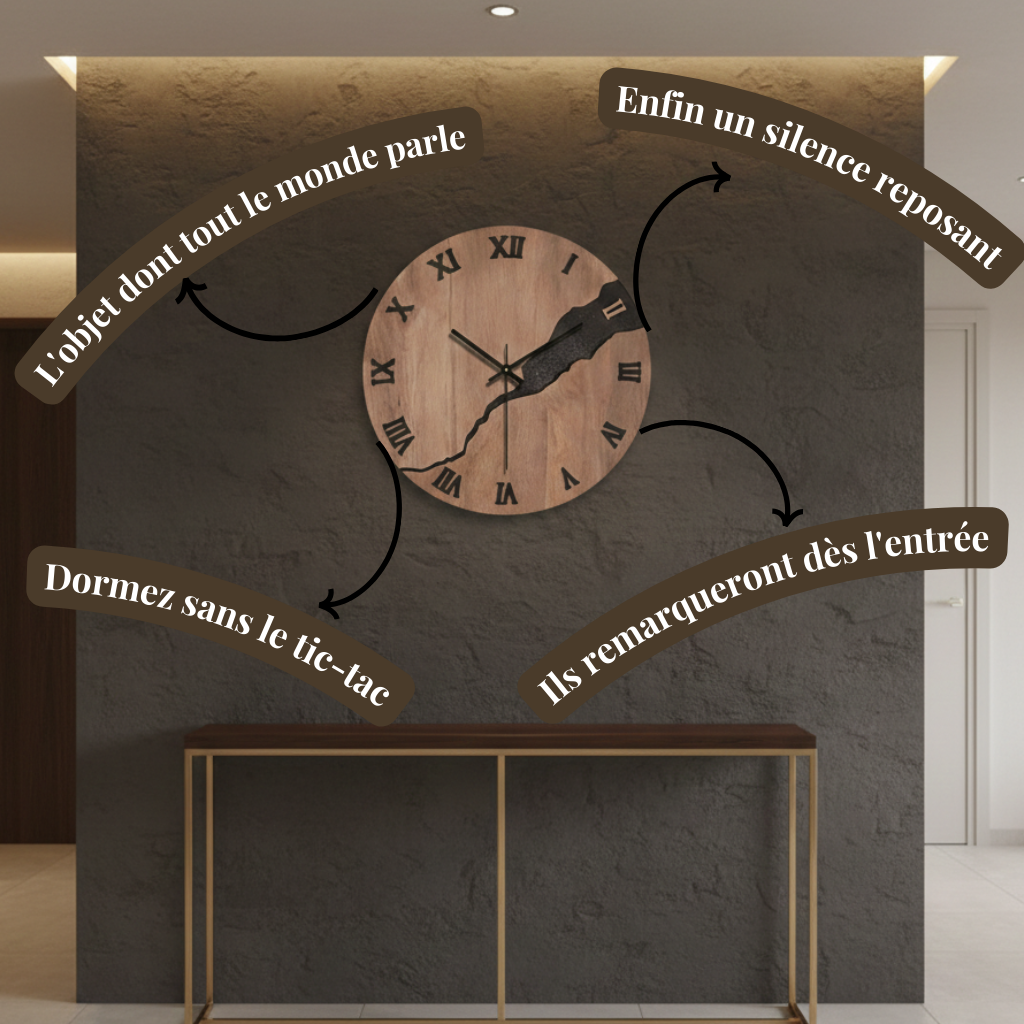 Horloge Murale en Verre et Cristal, Silencieuse et Décorative – Lignum