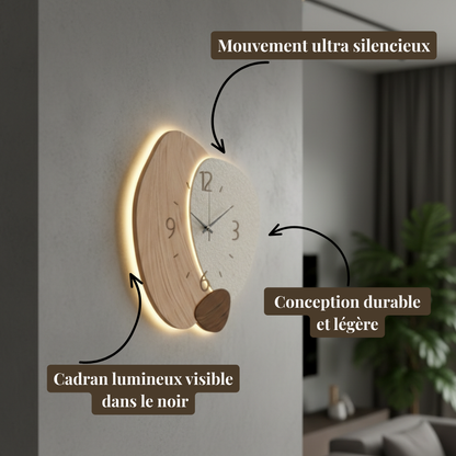 Horloge Murale Design LED Discrète pour Intérieur Moderne, Silencieuse – Solenne
