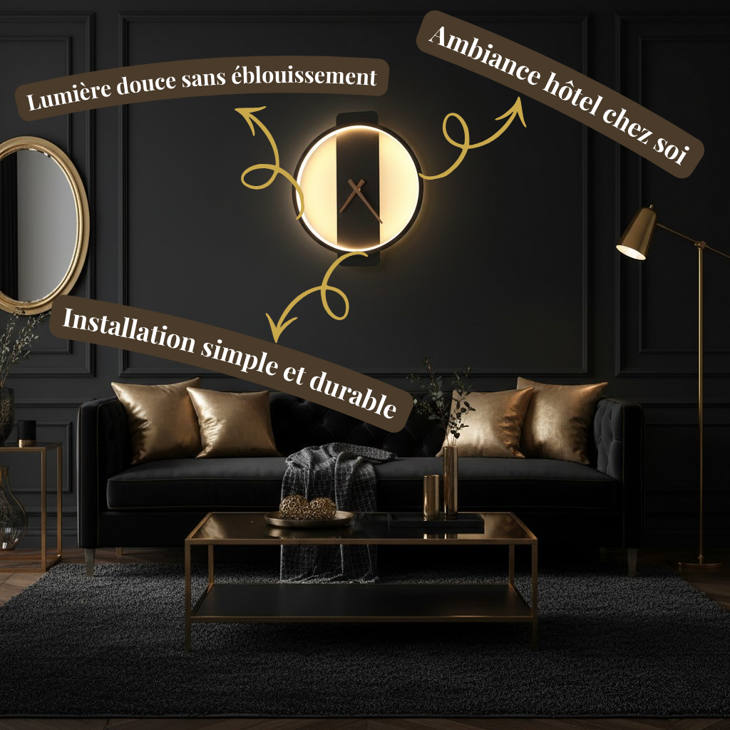 Horloge Murale LED Design Nordique – Éclairage Ambiant & Style Luxe – Luminoréa