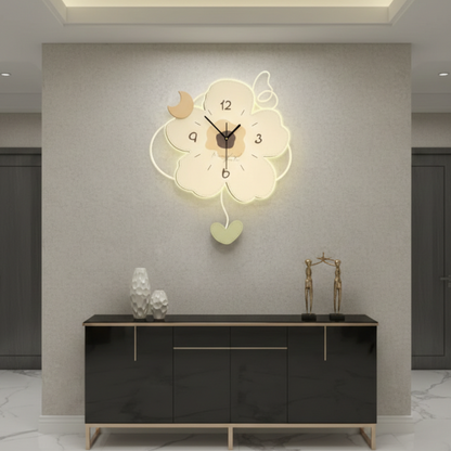 Pendule Murale Florale Crème, Silencieuse et Décorative en Grand Format – Lioréa