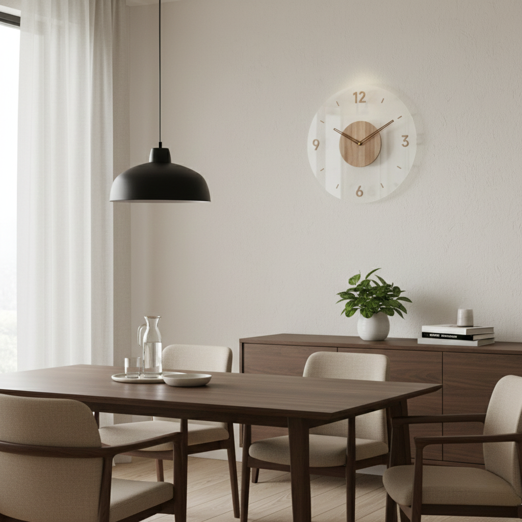 Horloge Murale Bois Design Nordique Quartz Silencieuse 30–35 cm – Lunara