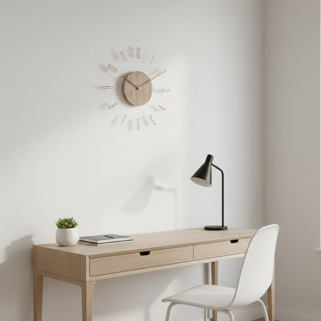 Horloge Murale Bois Design Nordique Quartz Silencieuse 30–35 cm – Lunara