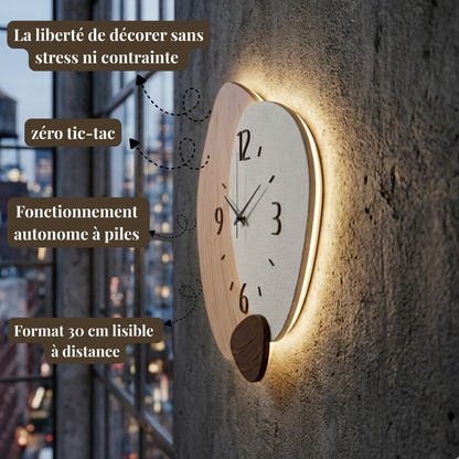 Horloge Murale Design LED Discrète pour Intérieur Moderne, Silencieuse – Solenne