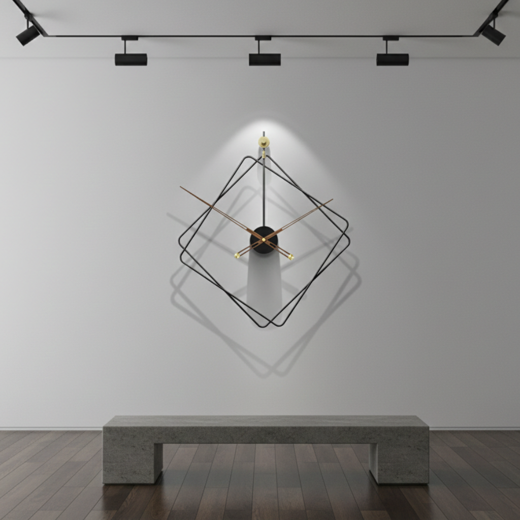 Horloge murale design grand format en métal noir, analogique et silencieuse – Nordica