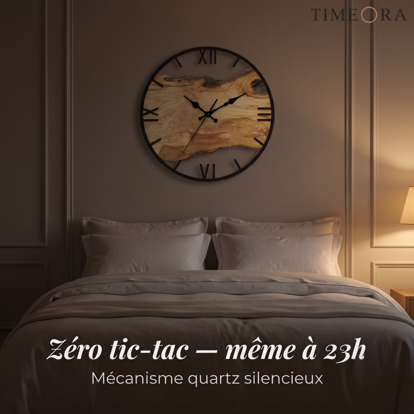 Horloge Murale Design Transparente en Acrylique Effet Bois, Silencieuse et Épurée – Norévia