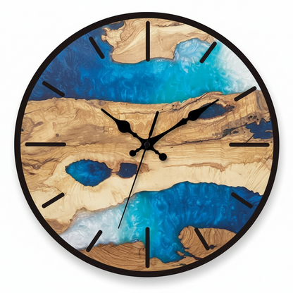 Horloge Murale Design Nature en Résine et Bois avec Mousse, Silencieuse et Unique – Naturova