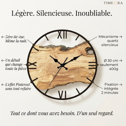 Horloge Murale Design Effet Bois Transparente, Silencieuse – Norévia