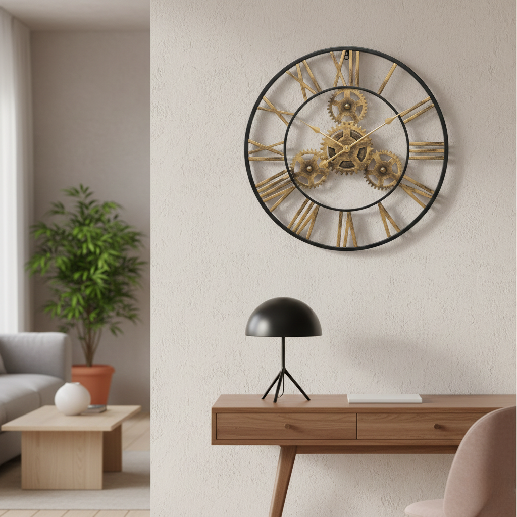Horloge Murale Dorée Chic à Chiffres Romains  – Aurelia