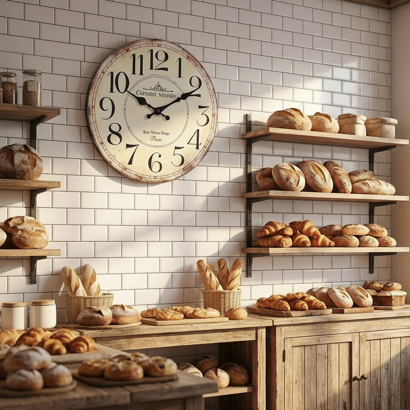 Horloge murale vintage en bois au style rétro français, silencieuse et analogique – Audierne