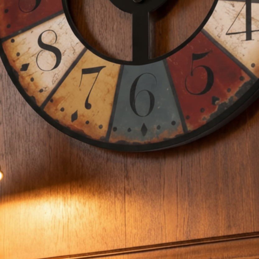 Horloge murale vintage rétro ajourée en bois MDF, silencieuse et décorative – Crossa