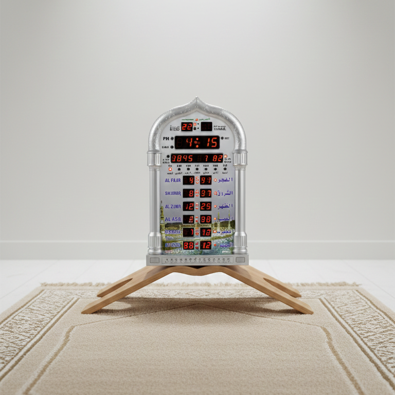 Horloge numérique Azan avec calendrier de prières – Qibla Noor