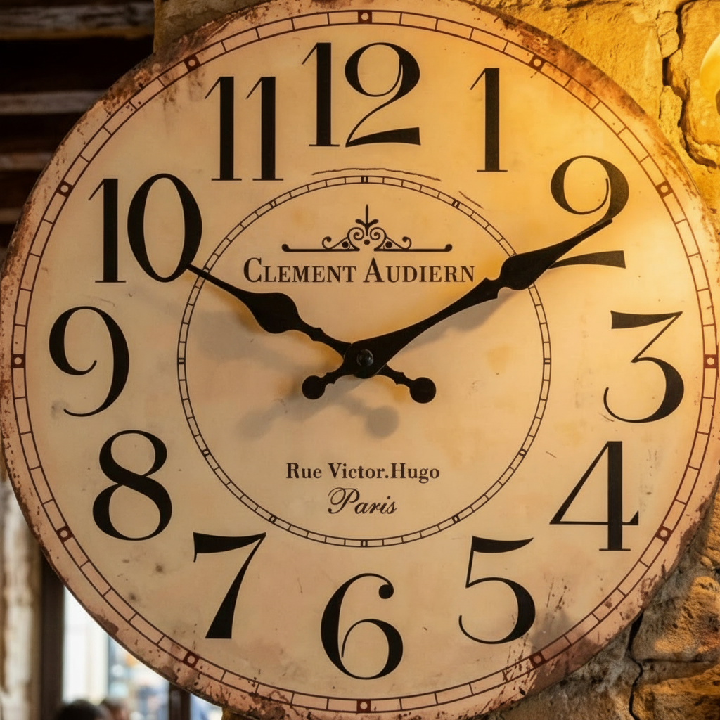 Horloge murale vintage en bois au style rétro français, silencieuse et analogique – Audierne