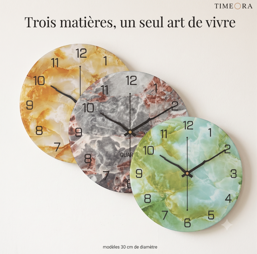 Horloge Murale Design Marbre en Métal, Silencieuse et Élégante – Marbrivo