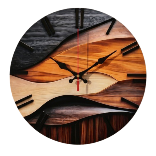 Horloge Murale Ronde à Effet Bois, Style Nordique, Silencieuse et Décorative – Nysa