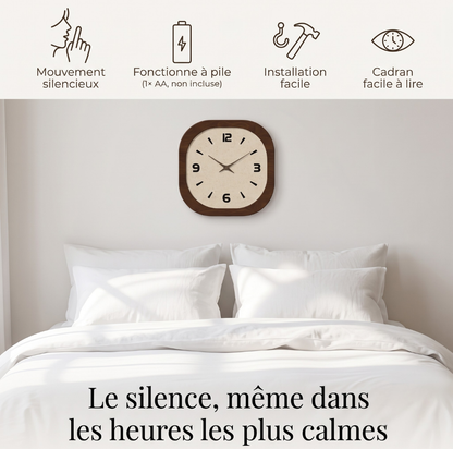 Horloge Murale Vintage Style Français en Bois et Bambou, Silencieuse et Chaleureuse – Coquéa