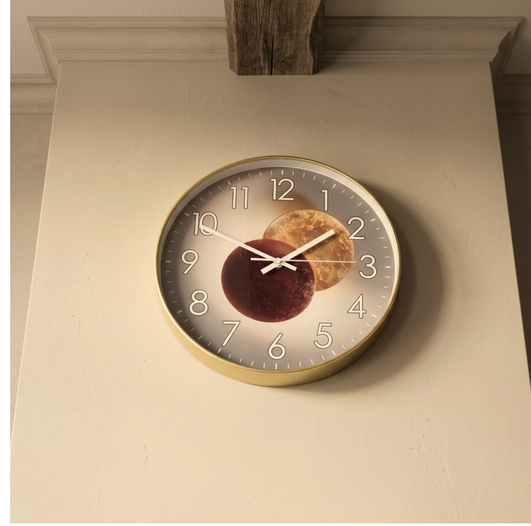 Horloge Murale Design Ronde en Verre et Cristal, Silencieuse et Épurée – Orion
