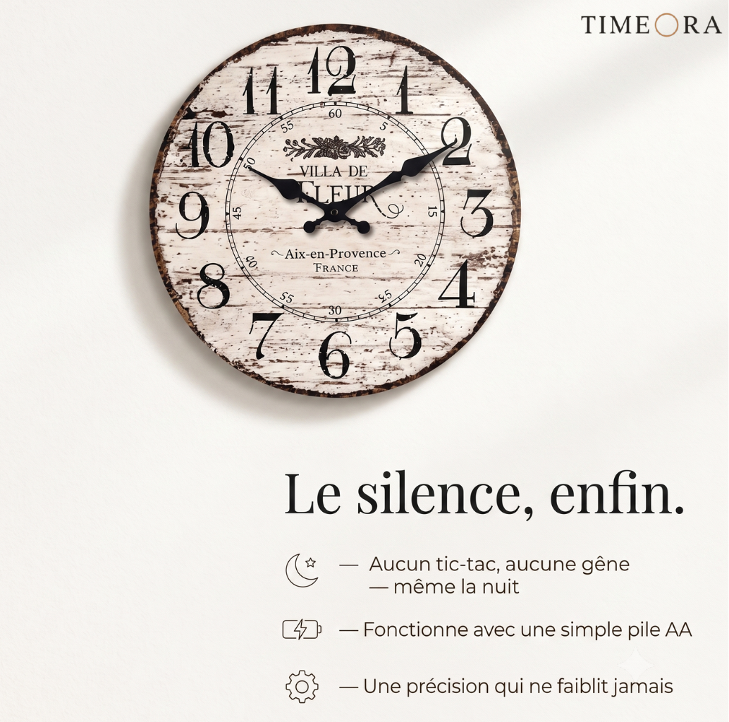 Horloge Murale Vintage Ronde en Bois et Bambou, Silencieuse et Authentique – Provença