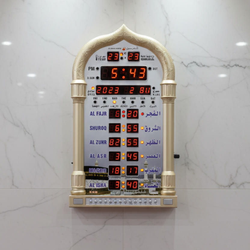 Horloge numérique Azan avec calendrier de prières – Qibla Noor