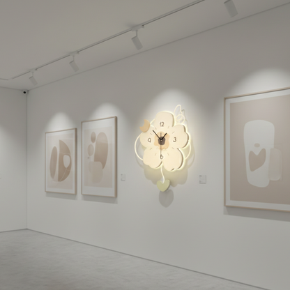 Pendule Murale Florale Crème, Silencieuse et Décorative en Grand Format – Lioréa