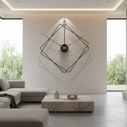 Horloge Murale Industrielle en Métal Noir, Grand Format Design, Analogique et Silencieuse – Nordica
