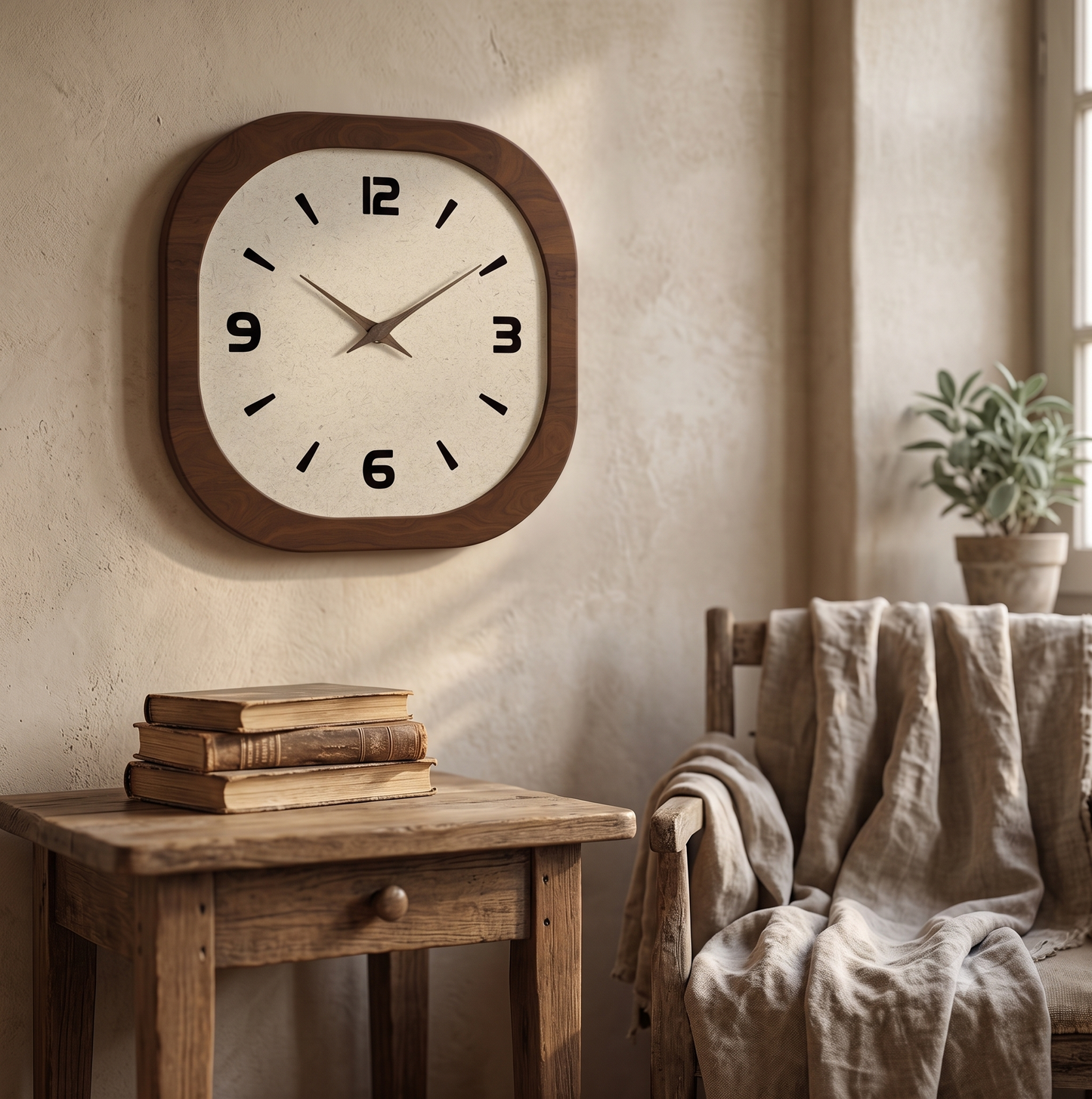 Horloge Murale Vintage Style Français en Bois et Bambou, Silencieuse et Chaleureuse – Coquéa