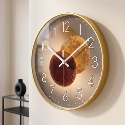 Horloge Murale Design Ronde en Verre et Cristal, Silencieuse et Épurée – Orion