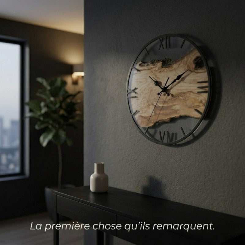 Horloge Murale Design Transparente en Acrylique Effet Bois, Silencieuse et Épurée – Norévia