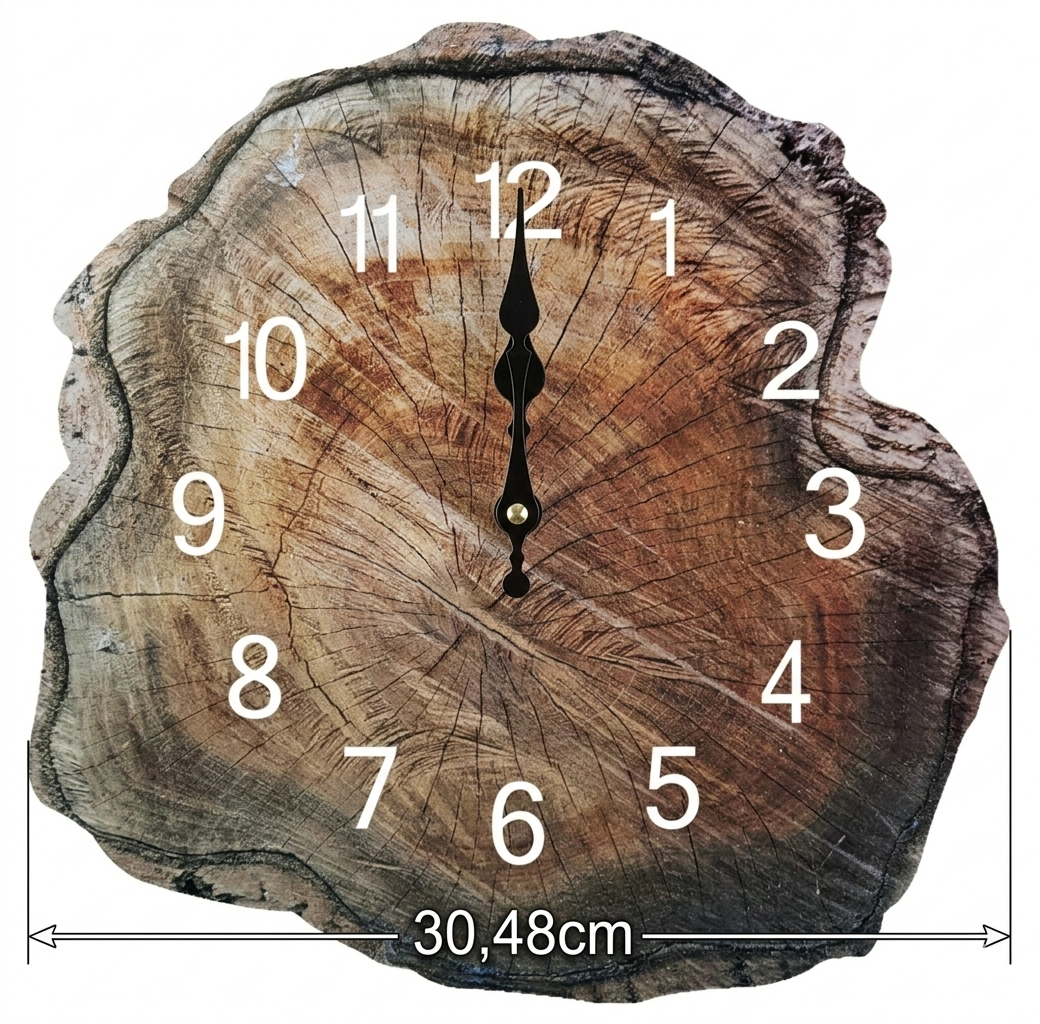 Horloge murale en bois au motif cernes naturels, lisible et décorative – Annua
