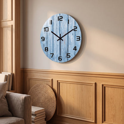 Horloge Murale Rustique en Bois Silencieuse, Flocons de Neige – Flocona