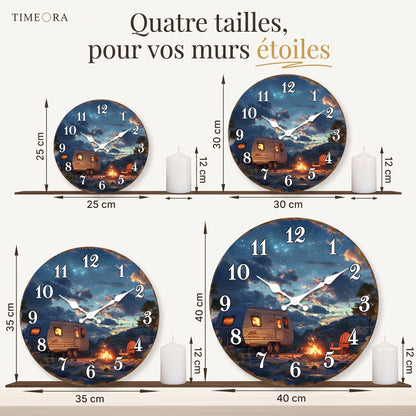 Horloge Murale Originale Camping-Car Nuit Étoilée, Silencieuse – Roulotta