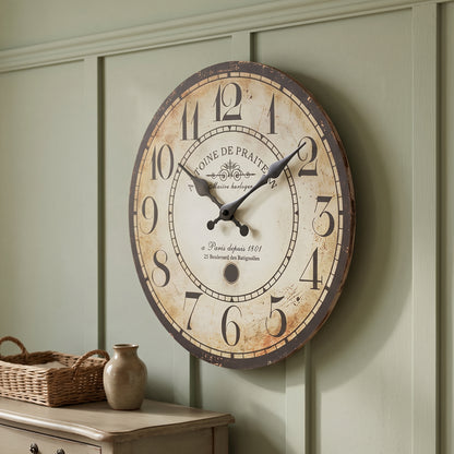 Horloge Murale Vintage Parisienne en Bois et Bambou, Silencieuse et Rétro – Antoine