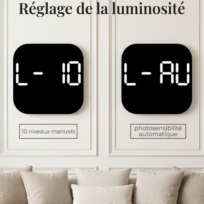 Réveil Mural LED Grand Format avec Télécommande et Double Alarme – Veltis