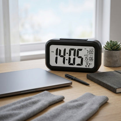 Réveil LED Grand Écran avec Snooze et Calendrier – Noctira