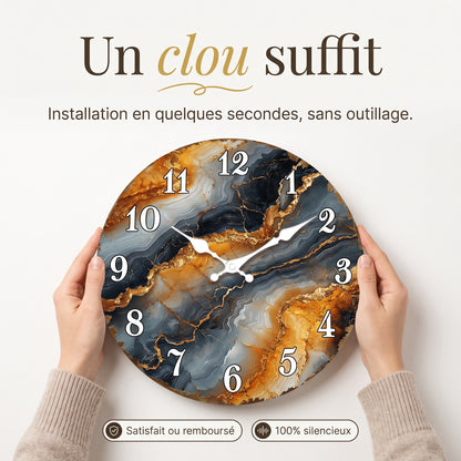 Horloge Murale Design Marbre Élégant, Silencieuse – Marbella