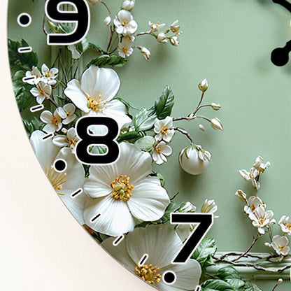 Horloge Murale Design Motif Couronne Florale, Silencieuse et Romantique – Verdana