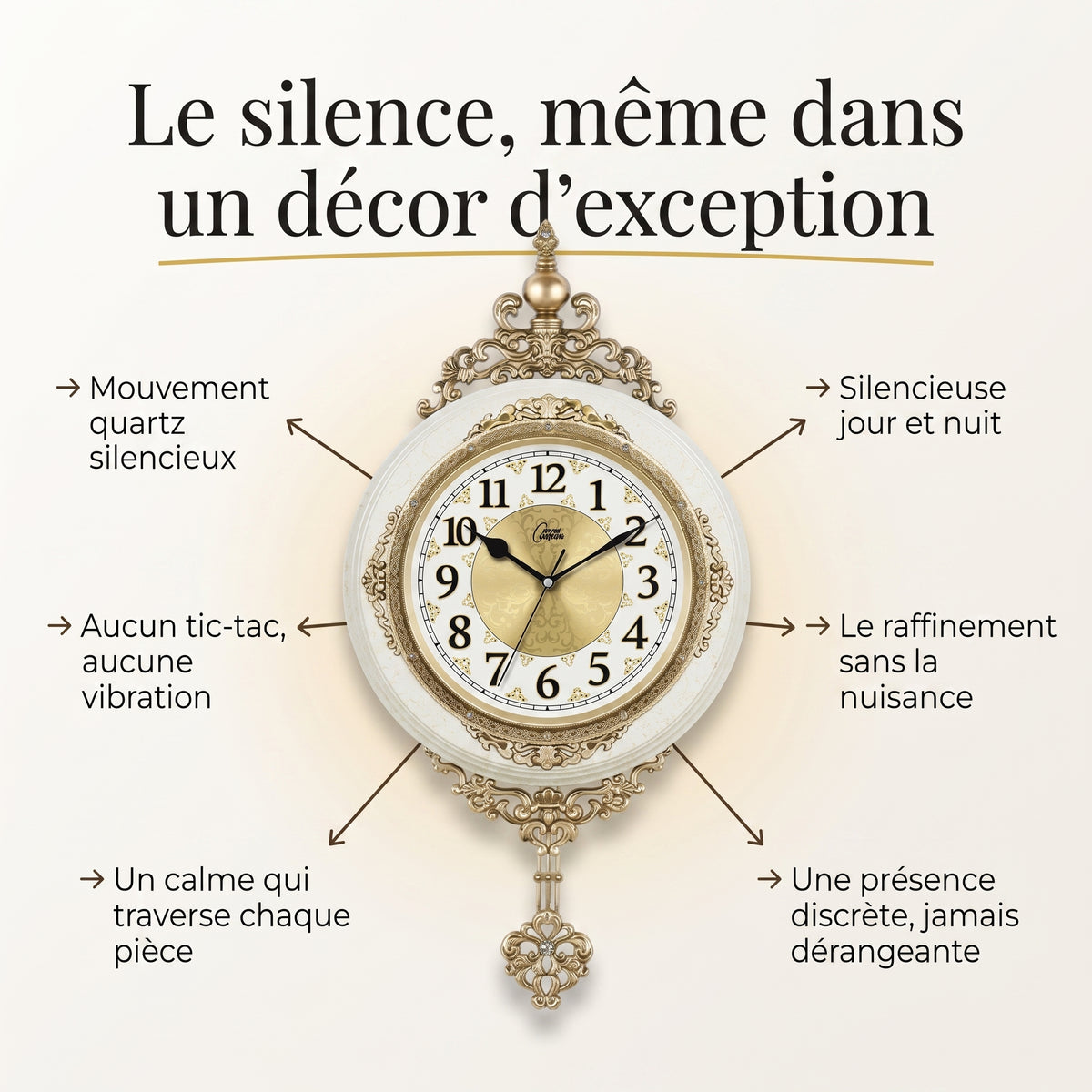 Horloge Murale Vintage Européenne Rétro avec Balancier, Silencieuse et Décorative – Auvedian
