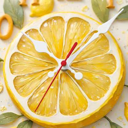Horloge Murale Originale Motif Citron et Orange en Bois, Silencieuse et Décorative – Citrina